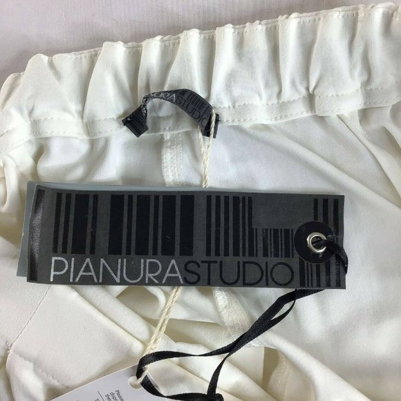 Pianura Studio Women's White Straight Leg Slash Pocket Jogger Pants Size 42 - Picture 9 of 12
